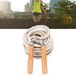Corde à sauter ajustable avec poignées en bois