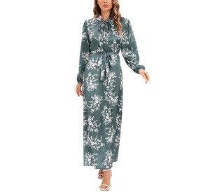Satin Long Sleeve Maxi Dress