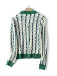 Women Strips Cardigans Single Breasted Hollow Out Knits Chic Jackets Long Sleeve Sweater