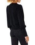 The Drop Women's Vivienne Padded-Shoulder Balloon-sleeve Crewneck Sweater