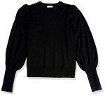The Drop Women's Vivienne Padded-Shoulder Balloon-sleeve Crewneck Sweater