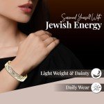 Psalms 136:1 Dainty Gold Cuff, Hebrew Jewelry For Women, Bible Verse Bracelet, Scripture Jewelry, Christian And Jewish Gift, Packaged And Ready For Gift Giving, Handmade In Israel (6, Gold)