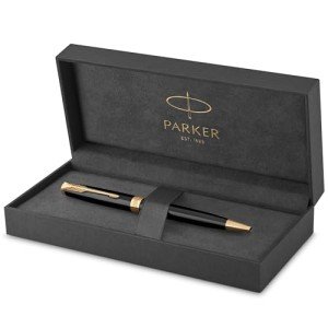 PARKER Sonnet Ballpoint Pen, Black Lacquer with Gold Trim, Medium Point Black Ink (1931497)
