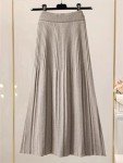  Knitted Midi Long Pleated Skirt 