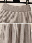  Knitted Midi Long Pleated Skirt 