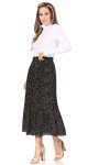 Polka Dot Pleated Skirts for Women with Pockets, Elastic High Waisted Midi Skirts for Women Trendy Boho Women's Skirts(Medium, Black White Dots)