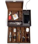 Mens Watch Box and Table Organizer Leather Valet Tray 