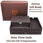 Mens Watch Box and Table Organizer Leather Valet Tray 