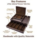 Mens Watch Box and Table Organizer Leather Valet Tray 