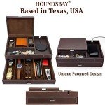 Mens Watch Box and Table Organizer Leather Valet Tray 
