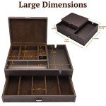 Mens Watch Box and Table Organizer Leather Valet Tray 