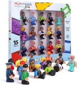 Playmags Magnetic Figures Community Set of 15 Pieces - Play People Perfect for Magnetic Tiles Building Blocks - STEM Learning Toys Children – Magnet Tiles Expansion Accessories Pack