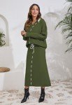  Women's 2 Piece Long Sleeve V Neck Chunky Sweater with Straight Skirt 