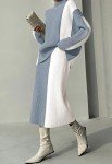 Contrast Color Sweater Set