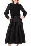 Women's Long Sleeve Midi Dress with Sweater Vest 