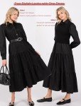 Women's Long Sleeve Midi Dress with Sweater Vest 