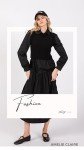 Women's Long Sleeve Midi Dress with Sweater Vest 