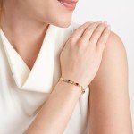MORGAN & PAIGE 18K Yellow Gold-Plated .925 Sterling Silver Five-Tone Multicolor Genuine Gemstone Tennis Bracelet, 7"