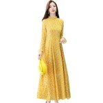 Women Chiffon Ruffled Collar Dress Bohomian Beach Long Dress Elegant Bodycon Party Maxi Dress