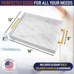 Marble Acrylic Serving Tray with Gold Handles