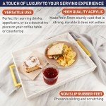 Marble Acrylic Serving Tray with Gold Handles