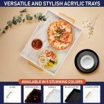Marble Acrylic Serving Tray with Gold Handles