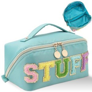 Stoney Clover Mint Travel Makeup Bag with Letters