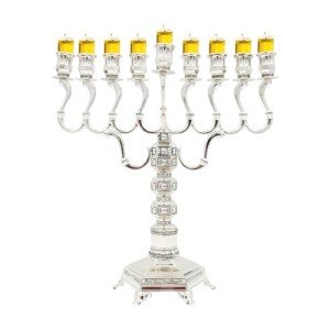 Elegant Silver-Plated Chanukah Oil Menorah 13.5”