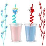 The Dreidel Company Dreidel and Menorah Hanukkah Straws - Reusable (12-Pack)