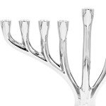 The Dreidel Company Contemporary Hanukkah Menorah, Polished, Non-tarnishing, Holds Most Candles (Nickel)