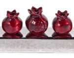 Yair Emanuel 14.5" Pomegranate Strip Hanukkah Menorah - Modern Design Judaica Gift