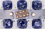 Combo Set 7" inch Salad Plates & 10" inch Square Plastic Plates Heavy Duty Hanukkah Dinner Plates with Blue Silver Chanukah Design Hanukkah Party Disposable China Like Plastic Dessert Plate (24 PACK)