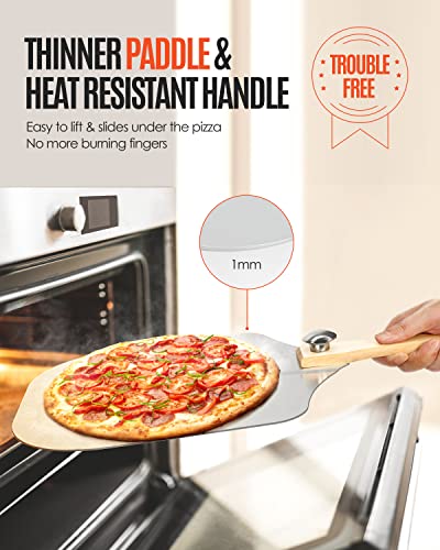 12" Aluminum Pizza Peel with Foldable Wood Handle