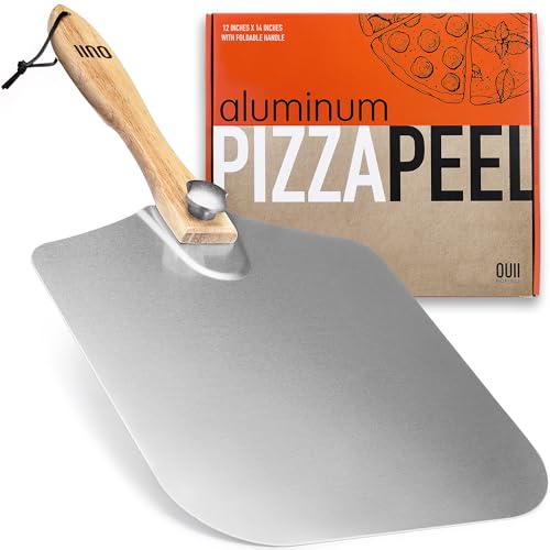 Aluminum Pizza Peel with Foldable Wood Handle - 12x14