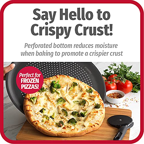 14'' Nonstick Carbon Steel Large Pizza Pan in Gray