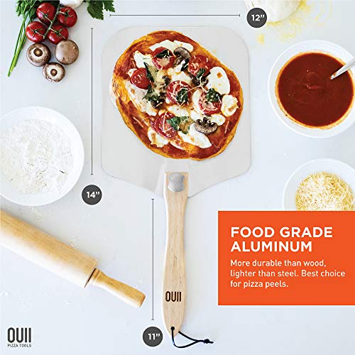 Aluminum Pizza Peel with Foldable Wood Handle - 12x14