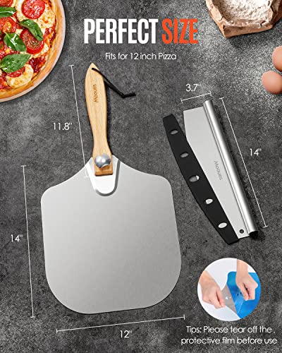 12" Aluminum Pizza Peel with Foldable Wood Handle