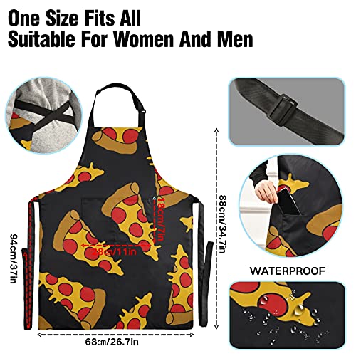 ALAZA Pizza Doodle Bib Aprons for Pizza Lovers