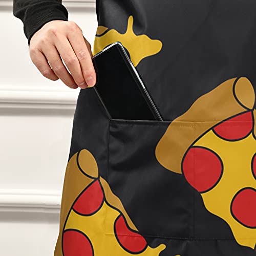 ALAZA Pizza Doodle Bib Aprons for Pizza Lovers