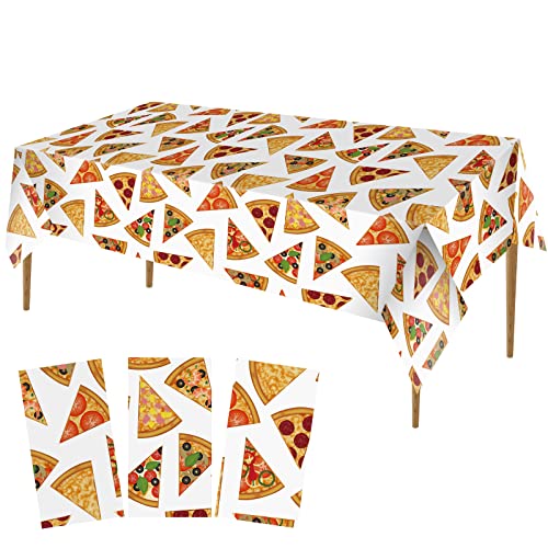 Lebeili 3Pcs Pizza Party Tablecloth for Birthday Decor