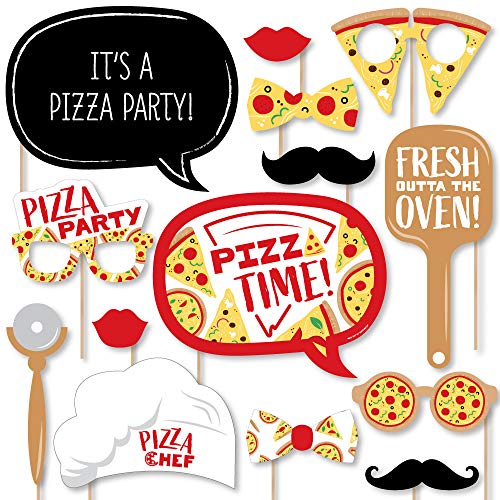 Pizza Party Time Photo Booth Props Kit - 20 Pieces