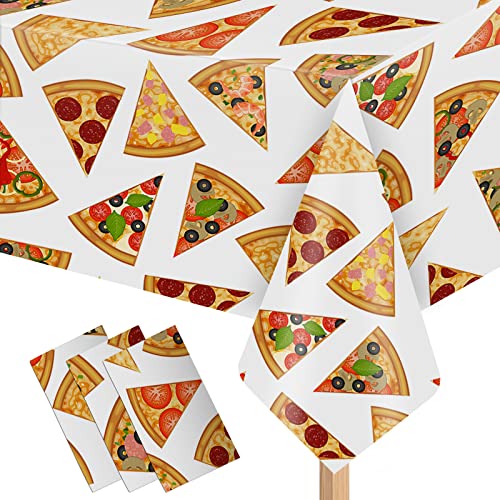 Lebeili 3Pcs Pizza Party Tablecloth for Birthday Decor