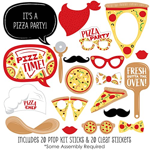 Pizza Party Time Photo Booth Props Kit - 20 Pieces