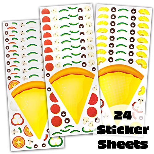24 Pizza Stickers for Kids - Perfect for Pizza Parties