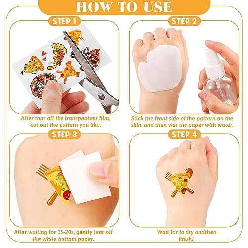 Pizza Temporary Tattoos for Pizza Birthday Party Decorations