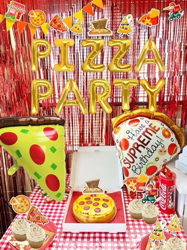 Pizza Party Decoration Supplies Favors Birthday Balloons