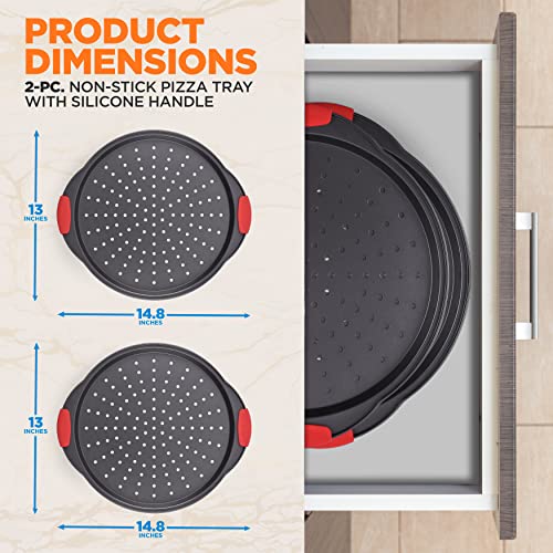 14" Nonstick Pizza Tray Set with Silicone Grip Handles