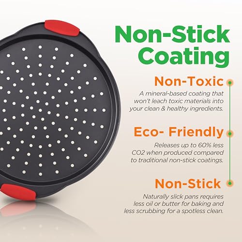 14" Nonstick Pizza Tray Set with Silicone Grip Handles