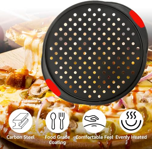 Rarapop 14-Inch Pizza Pan with Silicone Handles