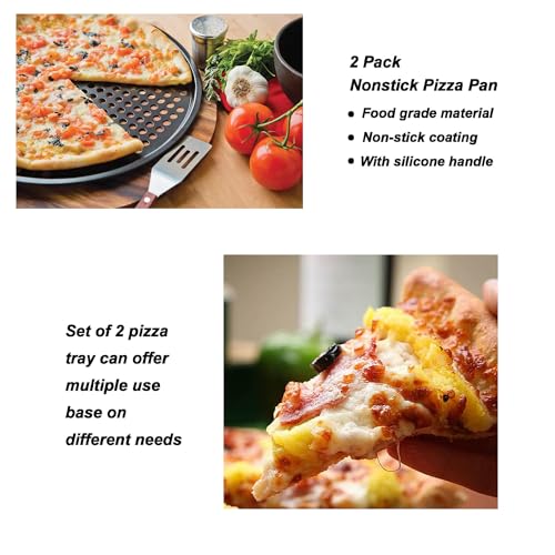 ZOEHROWS Round Non-Stick Pizza Pan Set with Handles